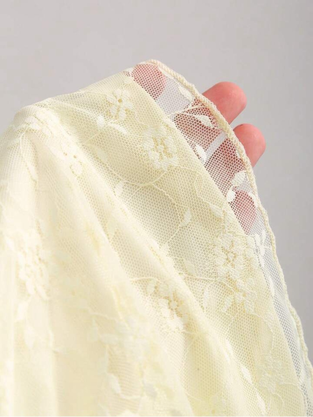 Pale Yellow Lace Ruffle High-Low Skirt - Picture 5 of 6